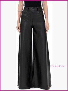 Faux Leather Stretch Jeans, Mid-Weight, 5-Pocket Style